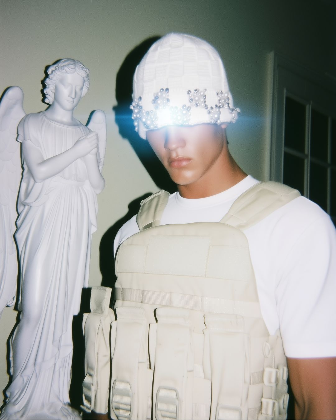 Alabaster 'Angel's Tears'Pearl-embellished Weave Knit Beanie