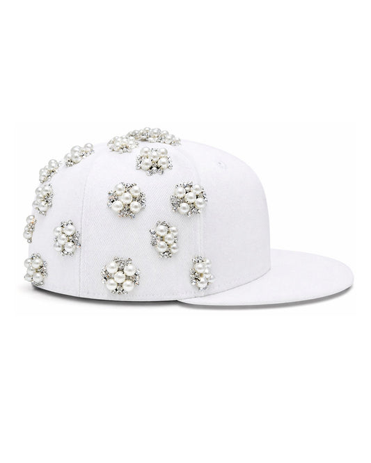 Angel Tears Crystals Fitted Cap - White