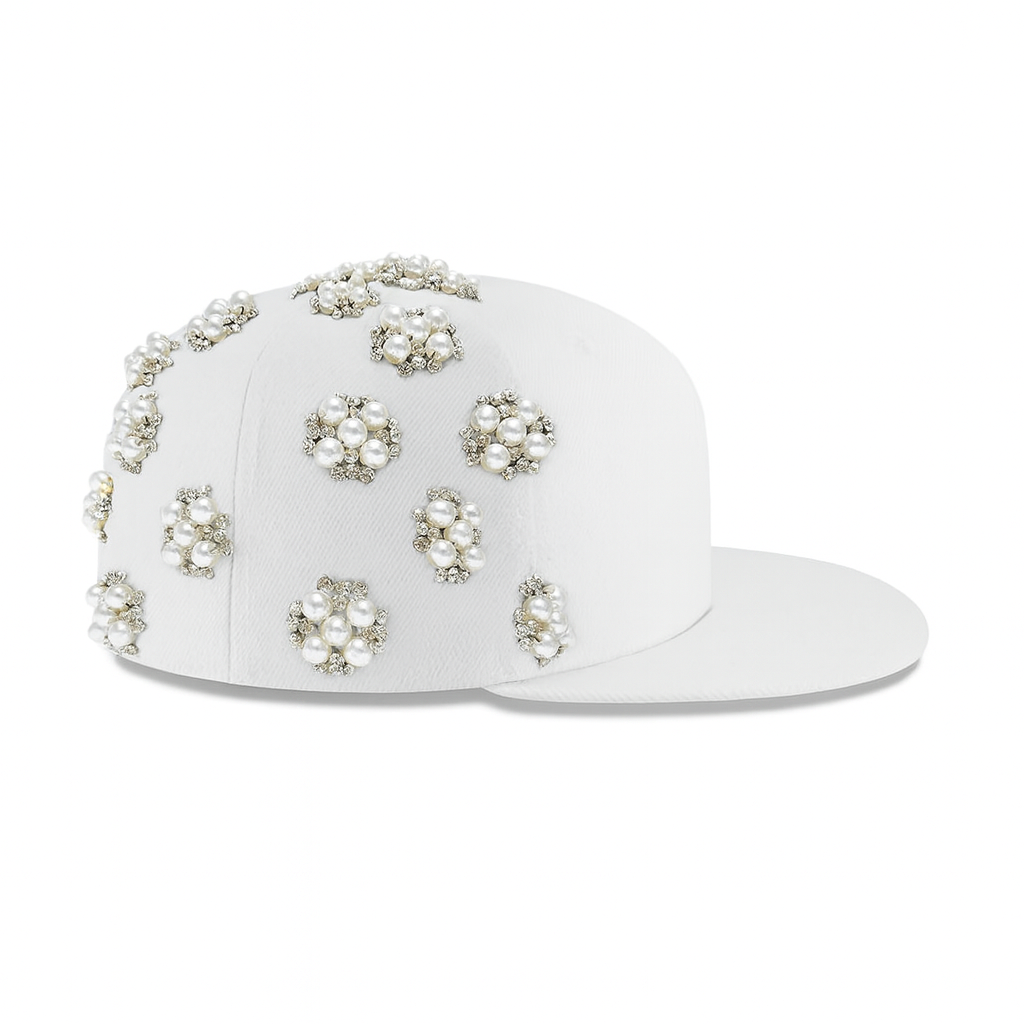 Angel's Tears Crystals Fitted Cap - White