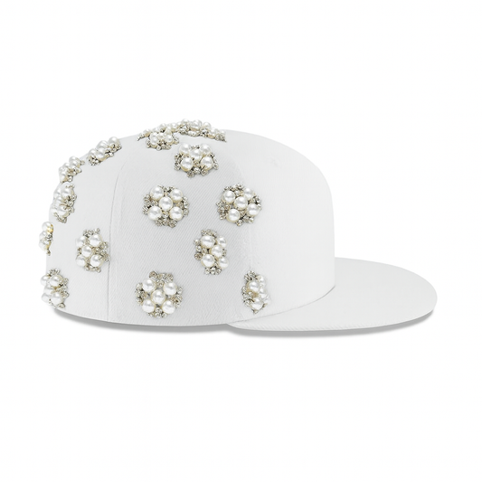 Angel's Tears Crystals Fitted Cap - White